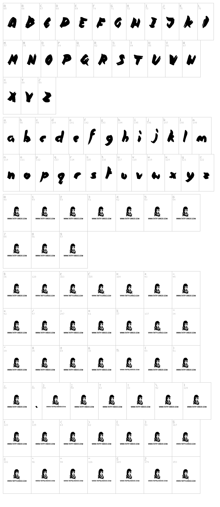 Times are Hard font map
